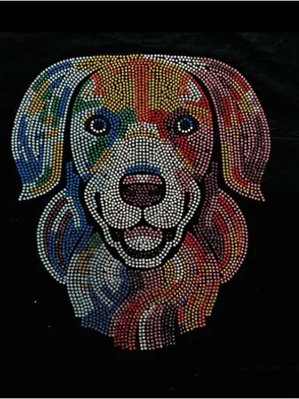 New shirt dog premium rhinestone crystal multicolor 3/4 sleeve black shirt